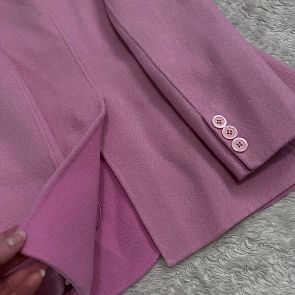 Vintage 80s Jôn Tailored Flocked Wool Knit Blazer Jacket Collared Candy Pink - Picture 12 of 14